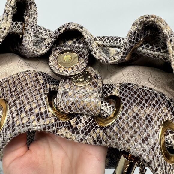 Michael Kors Gray Snake Print Embossed Leather Hobo Bag Modern Contemporary - Picture 11 of 12